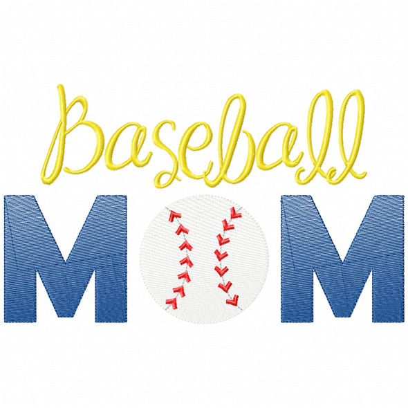 Baseball Mom Simple Stitch and Sketch Fill Applique Machine Embroidery Design