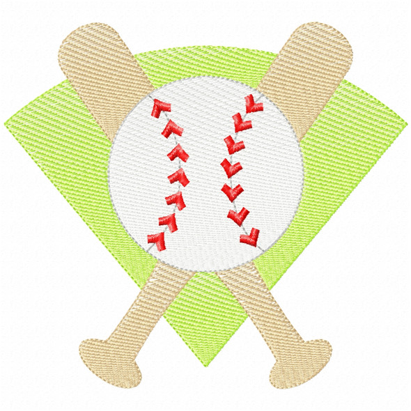 Baseball Montage Simple Stitch and Sketch Fill Applique Machine Embroidery Design