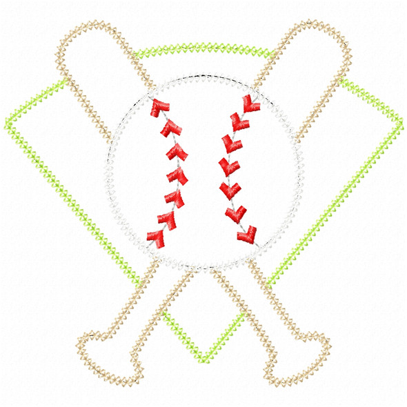 Baseball Montage Vintage and Chain Applique Machine Embroidery Design