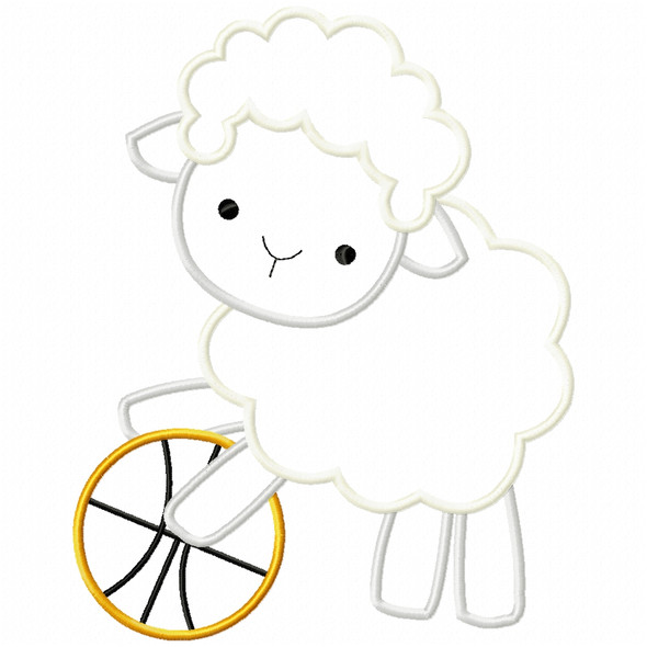 Basketball Lamb Satin and Zig Zag Machine Embroidery Design