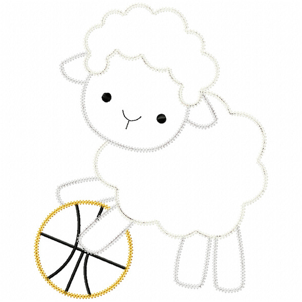 Basketball Lamb Vintage and Chain Stitch Machine Embroidery Design