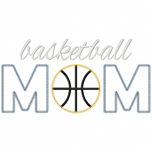 Basketball Mom Vintage and Chain Applique Embroidery Design