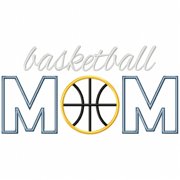 Basketball Mom Satin and Zigzag Applique Machine Embroidery Design