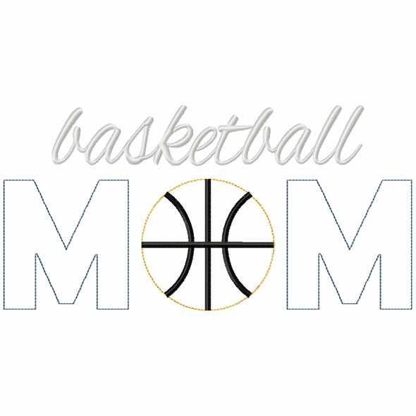 Basketball Mom Simple Stitch and Sketch Fill Applique Embroidery Design