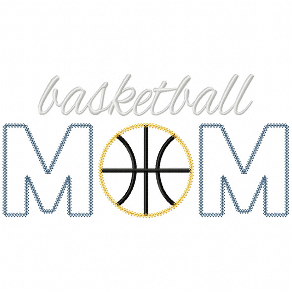 Basketball Mom Vintage and Chain Applique Machine Embroidery Design