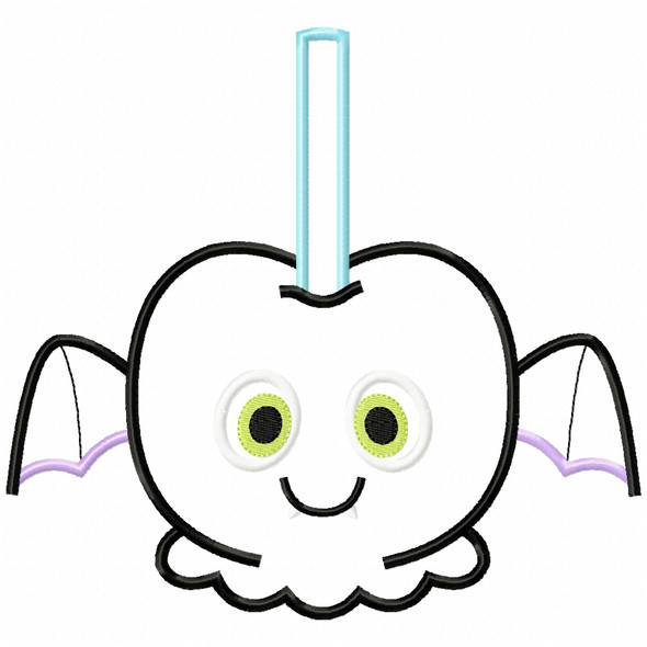 Bat Candy Apple Satin and Zigzag Applique Machine Embroidery Design