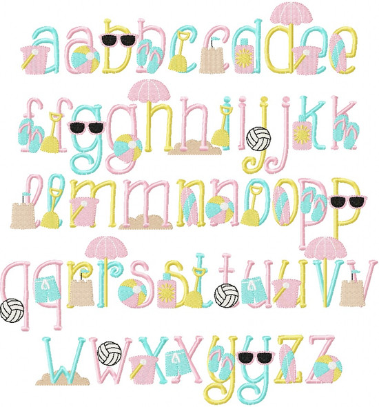 Surf Side Embroidery Font Design Alphabet