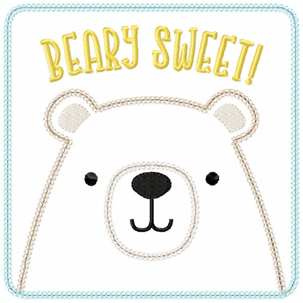 Beary Sweet Patch Vintage and Chain Stitch Applique Embroidery Design