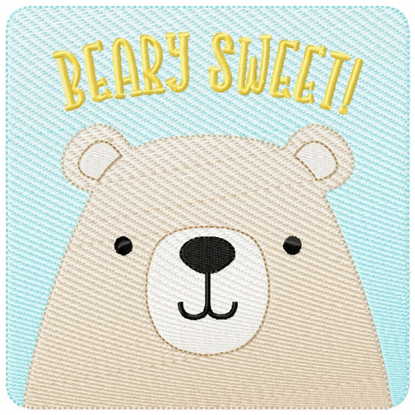 Beary Sweet Patch Sketch Filled Stitch Machine Embroidery Design