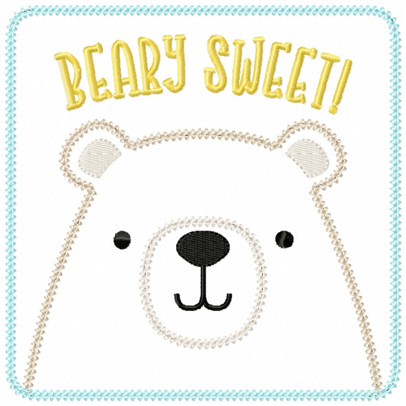 Beary Sweet Patch Vintage and Chain Stitch Machine Embroidery Design