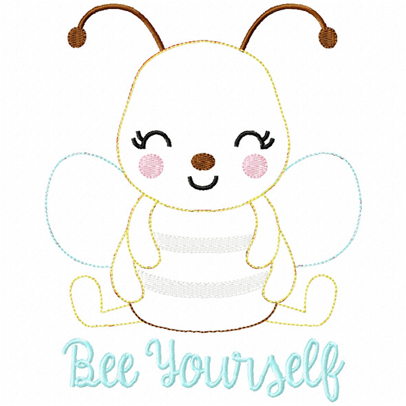 Bee Yourself Simple Stitch and Sketch Fill Applique Embroidery Design