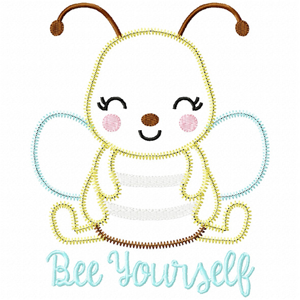 Bee Yourself Satin and Zigzag Applique Embroidery Design