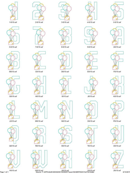Birthday Alphabet Font Machine Embroidery Design