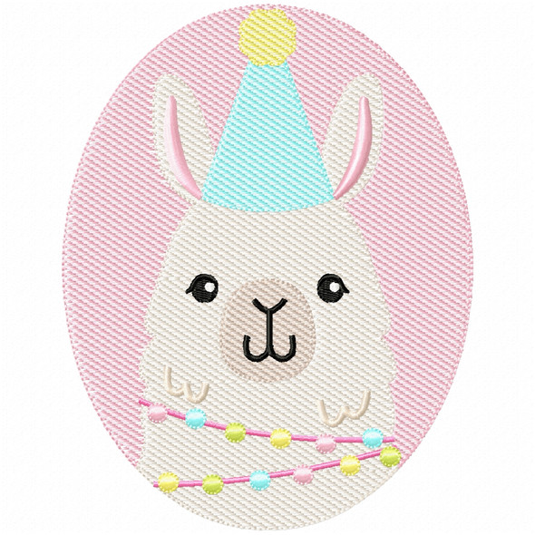 Birthday Llama Simple Stitch and Sketch Fill Applique Embroidery Design