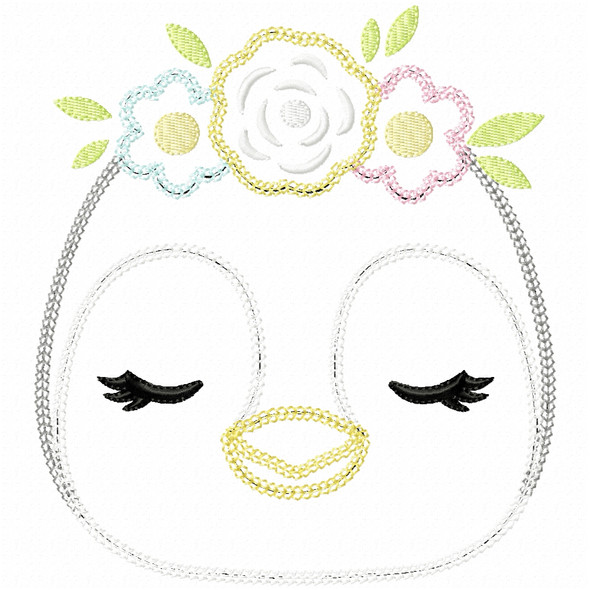 Boho Penguin Vintage and Chain Applique Embroidery Design