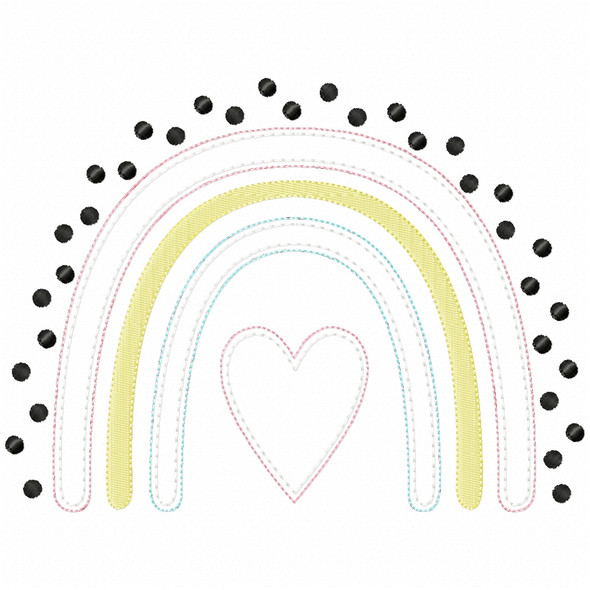 Boho Rainbow Simple stitch and Sketch Fill Applique Embroidery Design