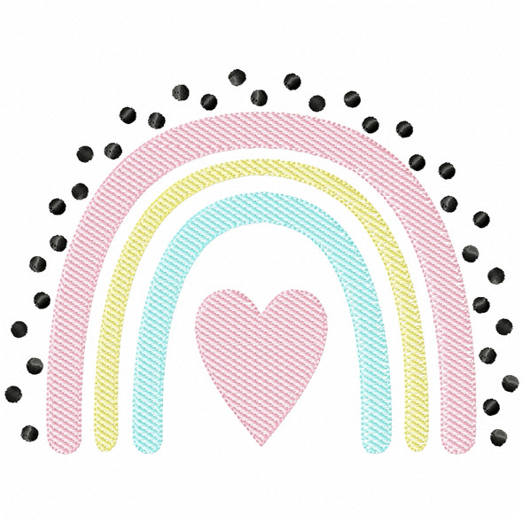 Boho Rainbow Simple stitch and Sketch Fill Applique Embroidery Design