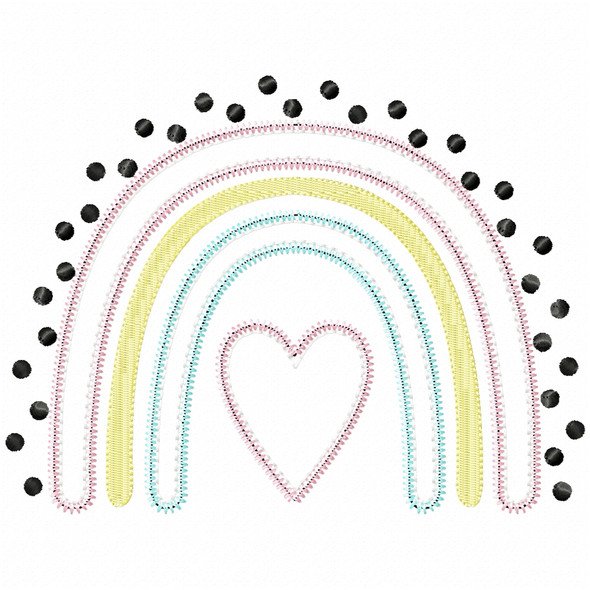 Boho Rainbow Satin and Zigzag Applique   Embroidery Design