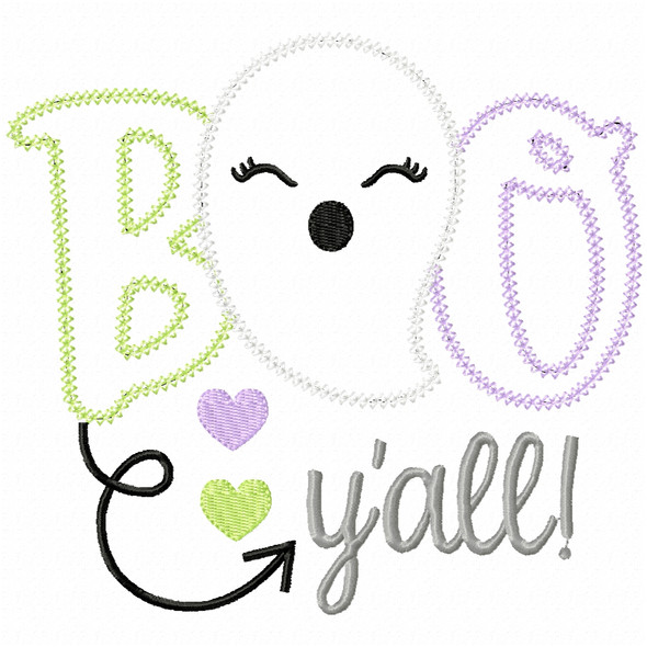 Boo Yall Ghost Vintage and Chain Applique Machine Embroidery Design