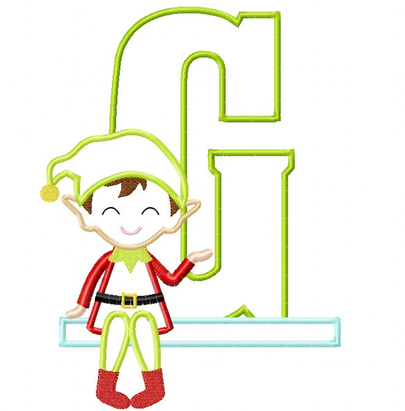 Boy Elf Applique Alpha Machine Embroidery Design