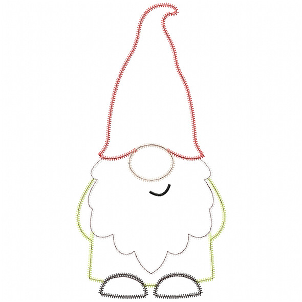 Boy Gnome Satin and Zigzag Applique Embroidery Design