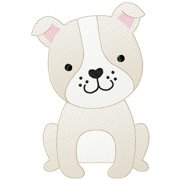 Bulldog Puppy Sketch Filled Stitch Machine Embroidery Design