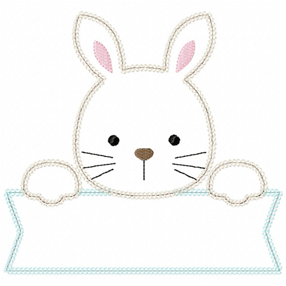 Bunny Banner Vintage and Chain Stitch Embroidery Design