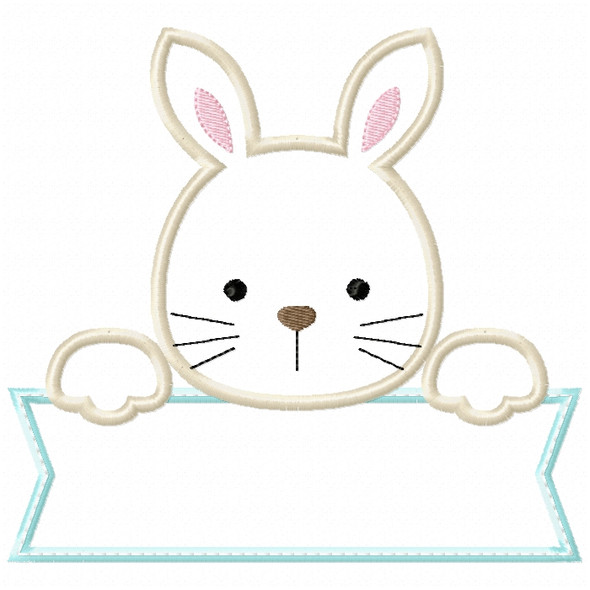 Bunny Banner Satin and ZigZag Stitch Machine Embroidery Design