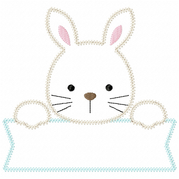Bunny Banner Vintage and Chain Stitch Machine Embroidery Design