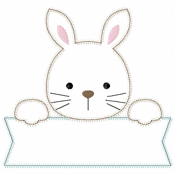 Bunny Banner Satin and ZigZag Stitch Embroidery Design