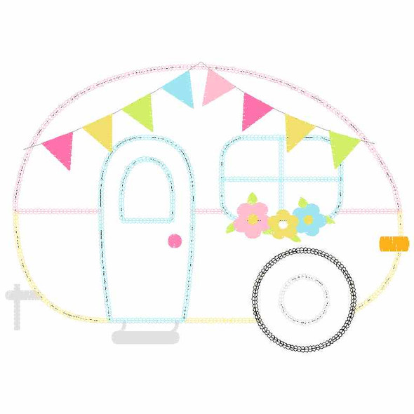 Camper 2 Chain and Vintage Applique Embroidery Design