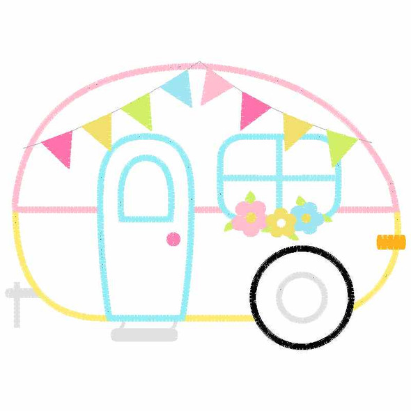 Camper 2 Satin and Zigzag Applique   Embroidery Design