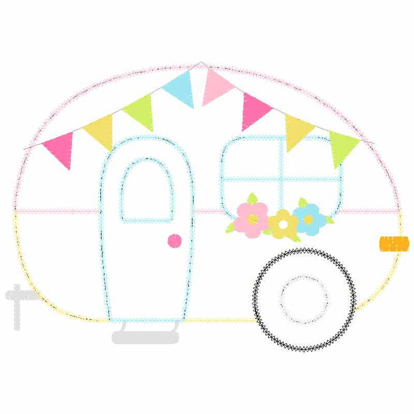 Camper 2 Chain and Vintage Applique Embroidery Design
