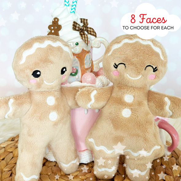 In the Hoop Mini Gingerbread Plushie Machine Embroidery Design for Christmas Gifts