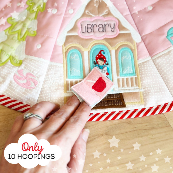 In the Hoop Christmas Tree Skirt Candy Cane Lane Gingerbread Machine Embroidery Design