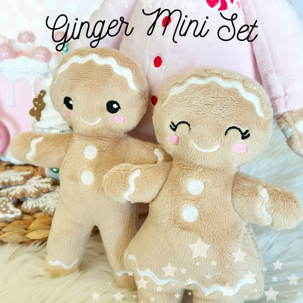 In the Hoop Mini Gingerbread Plushie Machine Embroidery Design for Christmas Gifts