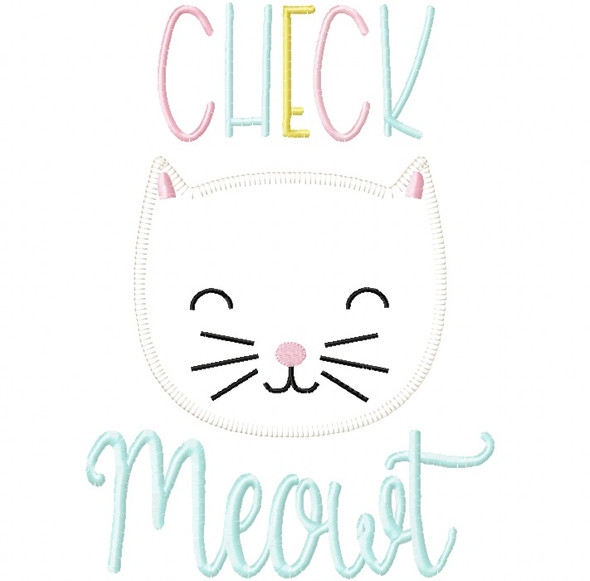 Check Meowt Vintage and Blanket Stitch Applique   Embroidery Design