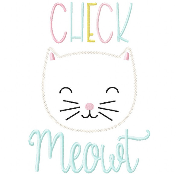 Check Meowt Vintage and Blanket Stitch Applique Machine Embroidery Design