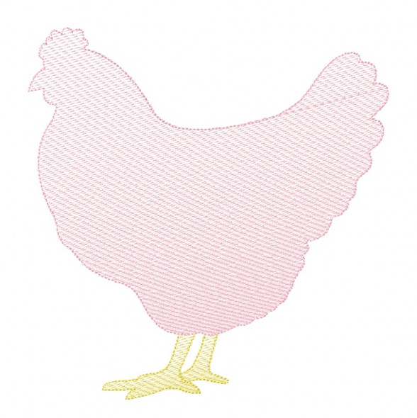 Chicken Silhouette Sketch Embroidery Machine Embroidery Design