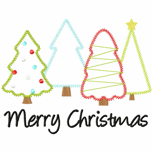 Christmas Forest Vintage and Chain Applique Embroidery Design