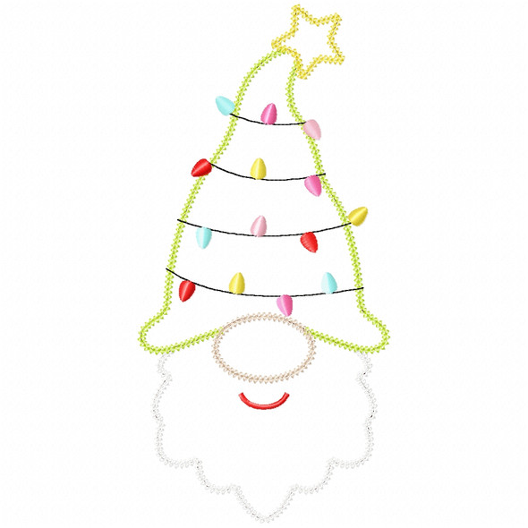 Christmas Tree Gnome Vintage and Chain Applique Embroidery Design