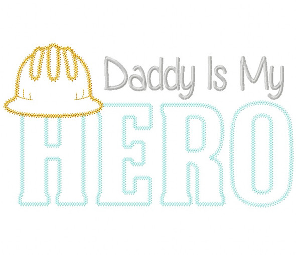 Construction Dad Hero Vintage and ZigZag Stitch Applique Machine Embroidery Design