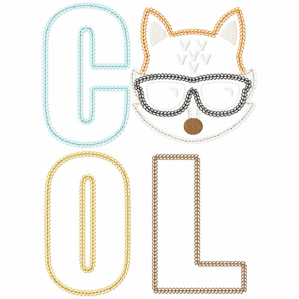 Cool Fox Vintage and Chain Stitch Embroidery Design