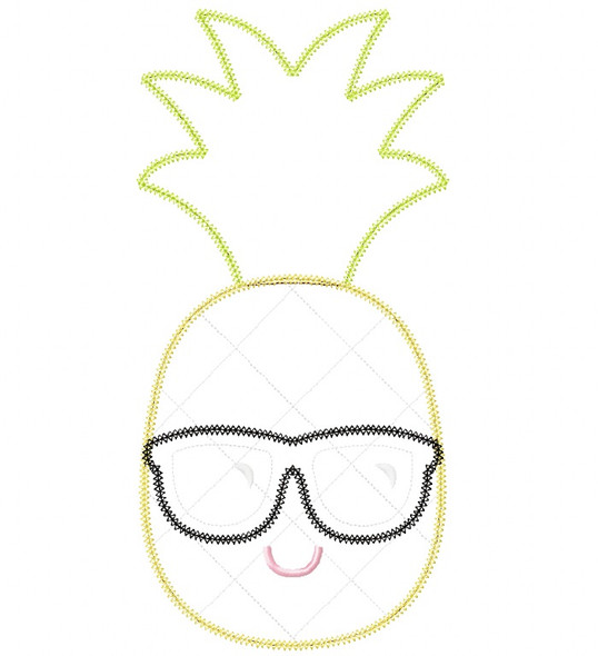 Cool Pineapple Vintage and Blanket Stitch Applique Machine Embroidery Design
