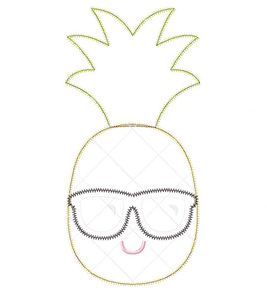 Cool Pineapple Satin and Zigzag Stitch Applique Embroidery Design