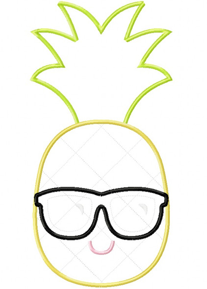 Cool Pineapple Satin and Zigzag Stitch Applique Machine Embroidery Design