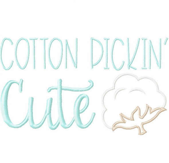 Cotton Pickin Cutie Satin and Zigzag Stitch Applique Machine Embroidery Design