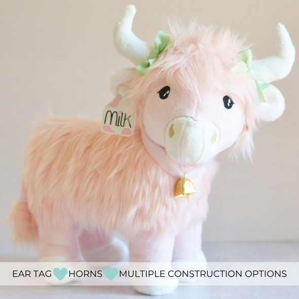 Clarabelle Highland Cow Plushie Machine Embroidery Design Birthday Gift