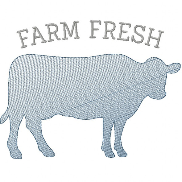Cow Silhouette Sketch Embroidery Machine Embroidery Design