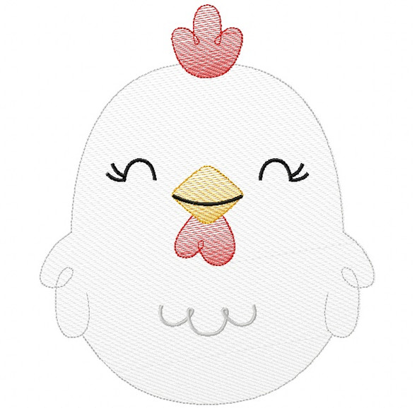 Cute Chicken Silhouette Sketch Embroidery Machine Embroidery Design